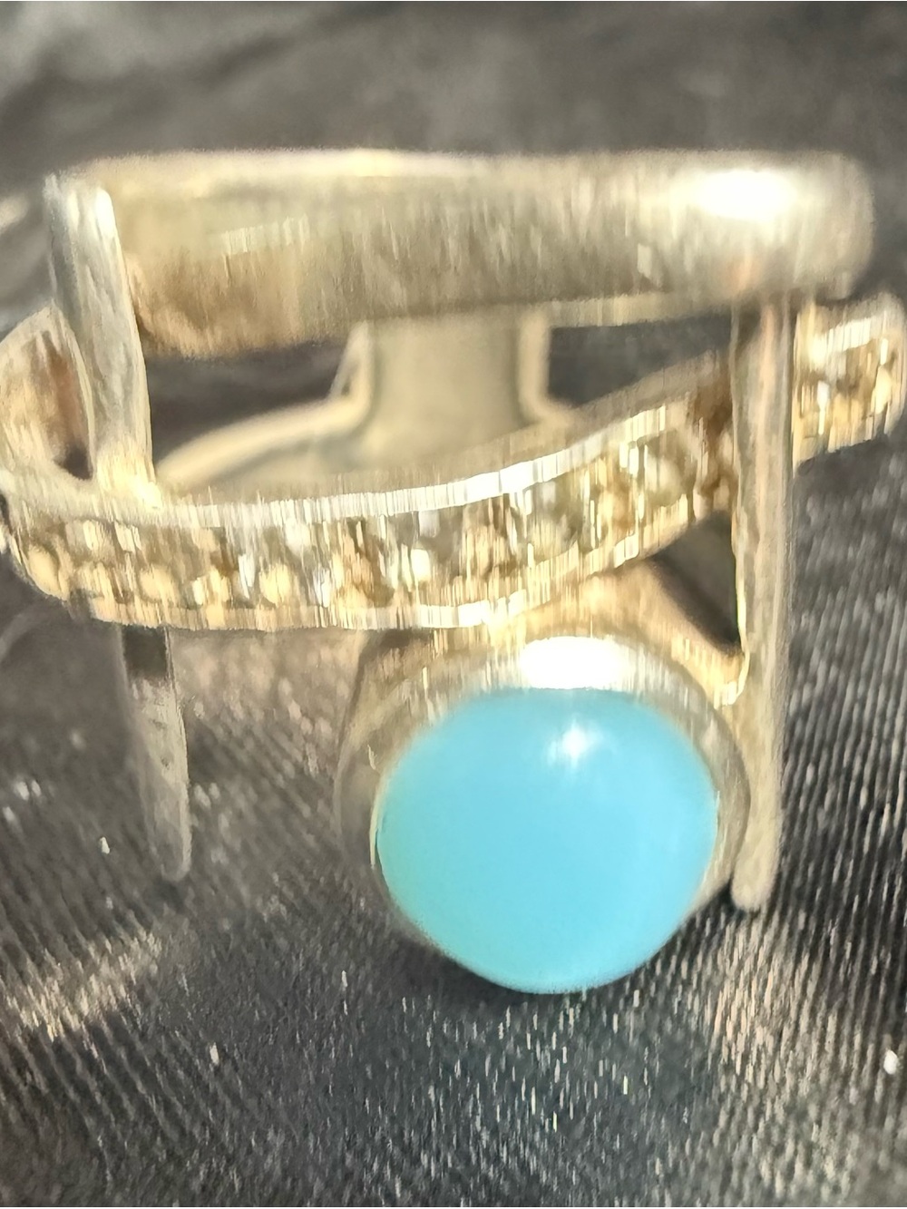 Marahlago’s  Dante Statement Larimar Ring in Sterling Silver w/White Topaz sz5.5